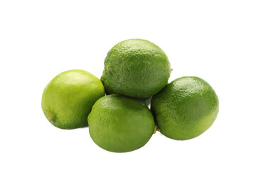 Green lime with cut in half isolated on white background.