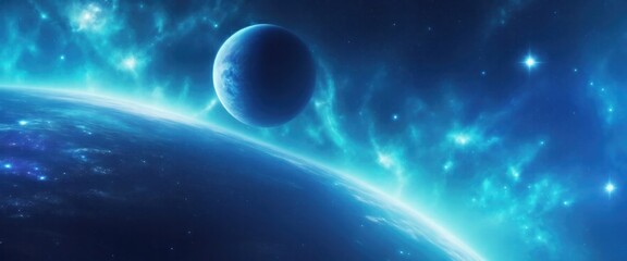 Obraz premium Beautiful Blue Sci-fi cosmic space background