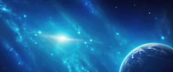 Obraz premium Beautiful Blue Sci-fi cosmic space background