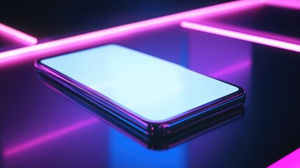 Smartphone with neon lights.
