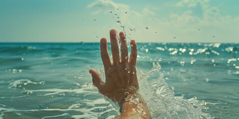 hand reaching out in the sea symbolizing the need for help and support