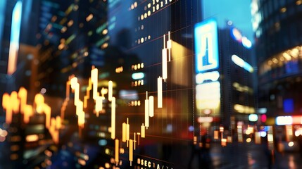 Obraz premium Financial trading center city financial stock market bar chart