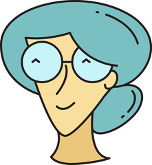 Nerd Woman Face Character Illustration