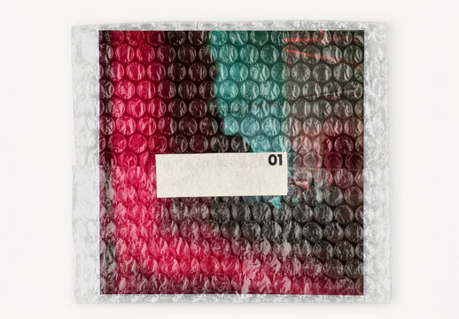 Flatlay Vinyl Cover Bubble Wrap Mockup