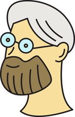 Beard Man Face Character Illustration