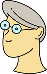 Geek Man Face Character Illustration