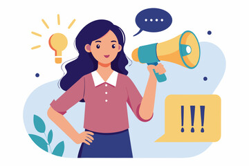 Did you know, fun fact, idea or advice message, useful knowledge or wisdom, expert information, explanation or solution, useful tips concept, woman talk on megaphone on did you know speech bubble.
