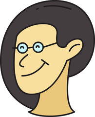 Nerd Woman Face Character Illustration