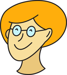 Geek Man Face Character Illustration