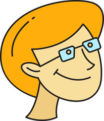 Geek Man Face Character Illustration