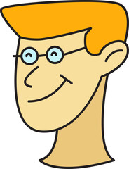 Geek Man Face Character Illustration