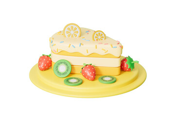 3d rendering cartoon fruit cake