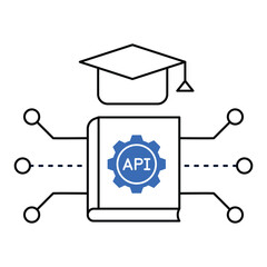 API for Education Icon Design. Representing Cloud Computing. Integration. Technology. Data Security. Vector icon (for EPS) or Transparent PNG (for PNG).