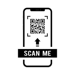 QR code scan button with smartphone, QR Code Scan Label with scan me text