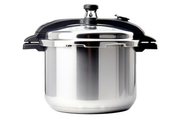 High-resolution pressure cooker isolated on transparent background for culinary illustrations, kitchen appliance designs, and cooking-themed digital projects