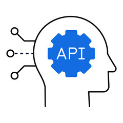 API Collaboration Tools Icon Design. Representing Cloud Computing. Integration. Technology. Data Security. Vector icon (for EPS) or Transparent PNG (for PNG).