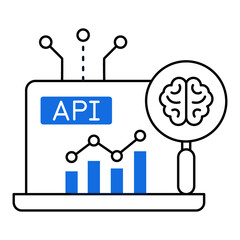 Machine Learning API Integration Icon Design. Representing Cloud Computing. Integration. Technology. Data Security. Vector icon (for EPS) or Transparent PNG (for PNG).