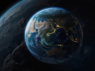 Fototapeta premium Illuminated Earth at Night: A Cosmic View from Outer Space
