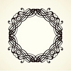 Old cute romantic book ribbon bow swirly tag swoosh element isolated on white paper card backdrop. Freehand black ink pen outline drawn curly corner sketchy in artistic rustic curlicue scrawl style