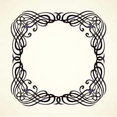 Old cute romantic book ribbon bow swirly tag swoosh element isolated on white paper card backdrop. Freehand black ink pen outline drawn curly corner sketchy in artistic rustic curlicue scrawl style