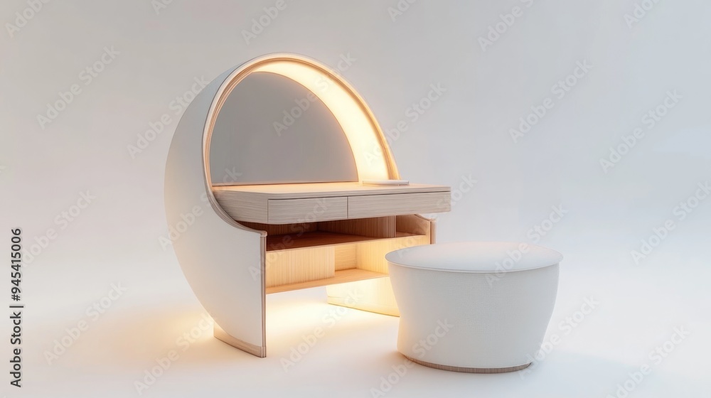 Poster 3d rendering of a bed dressing table on a white background