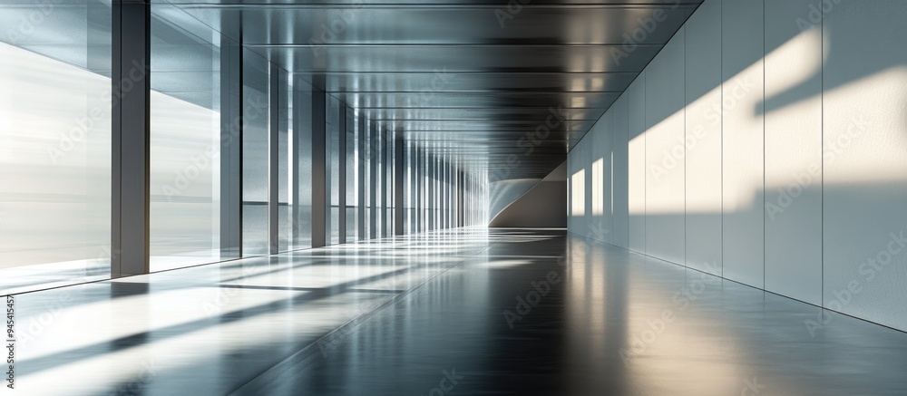 Poster 3d rendering of a linear architectural perspective