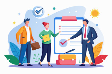 Employment contract agreement, corporate partnership document with signature, new employee signing contract, legal paperwork, recruitment document concept, businessman handshake with contract paper.
