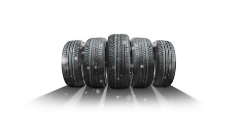 winter car tires - time to change on isolated transparent PNG background. © Igor