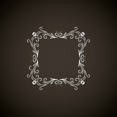 Old cute romantic book ribbon bow swirly tag swoosh element isolated on dark black board backdrop. Freehand white chalk outline drawn curly logo sketchy in artistic rustic curlicue scrawl style