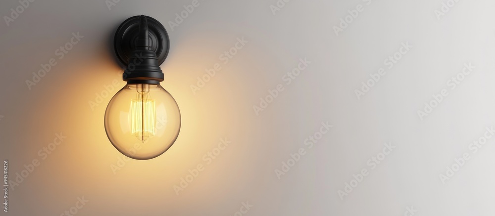 Aufkleber 3d rendering of a retro wall lamp isolated on a white background