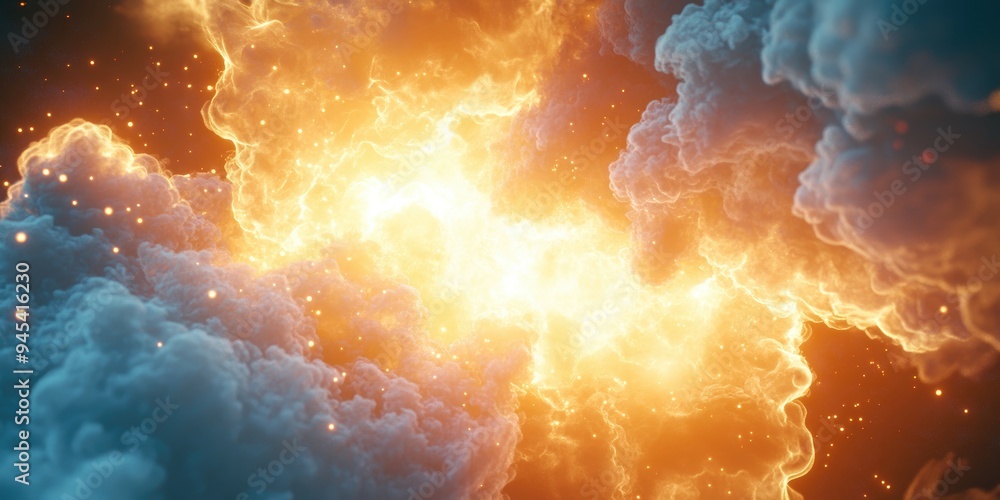 Aufkleber light pattern fractal illustration in a scientific 3d cartoon rendering background with a glowing fi