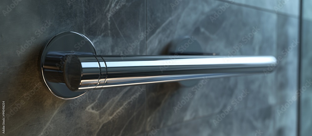 Poster 3d rendering of a shower hose handle designed for a bathroom setting