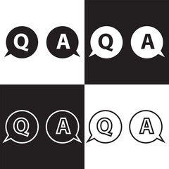 Obraz premium FAQ, question and answer icon vector. A black and white logo with a Q and A on it. isolated on white and black background. EPS 10