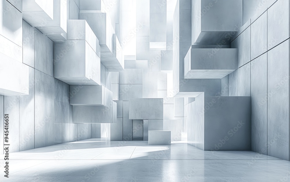 Poster abstract building concept with a white modern background in 3d rendering