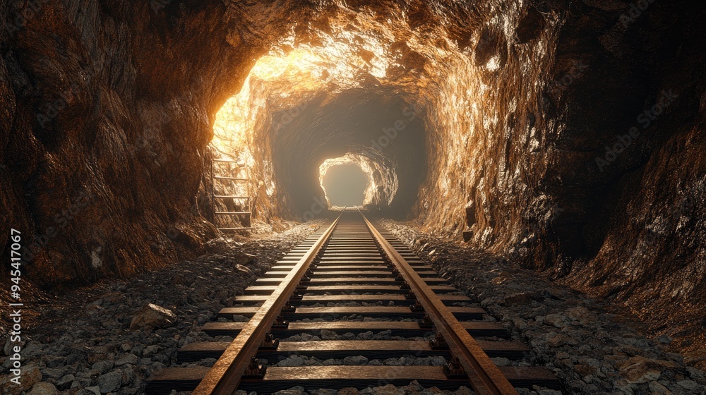 Poster 3d rendering of a tunnel within an ancient gold mine