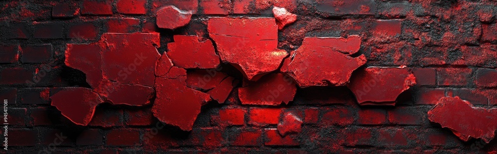 Poster 3d rendering of a close up view of an aged red brick stone wall featuring an abstract design with a 