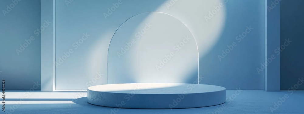 Poster Minimalistic abstract background with a pedestal in 3D rendering