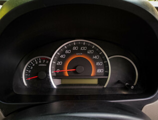 Car speedometer closeup view background