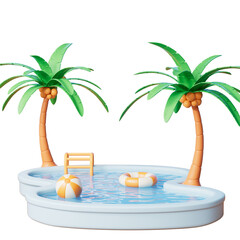 3d rendering summer swimming pool