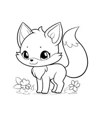 Cute Fox Printable Coloring Pages for Children Hand-Drawn Vector Illustration