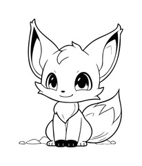 Cute Fox Printable Coloring Pages for Children Hand-Drawn Vector Illustration
