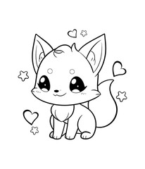 Cute Fox Printable Coloring Pages for Children Hand-Drawn Vector Illustration