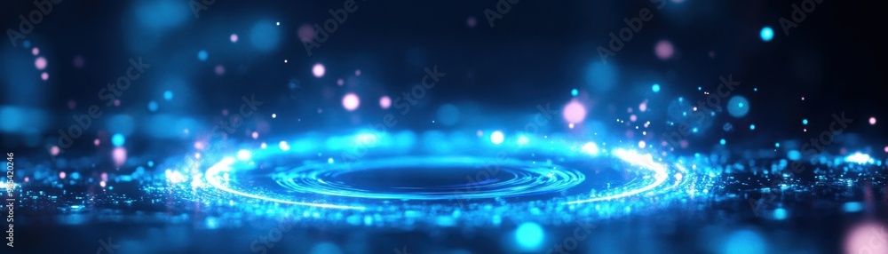 Aufkleber a vibrant blue circular energy field sparkles with light particles, creating a mesmerizing digital a