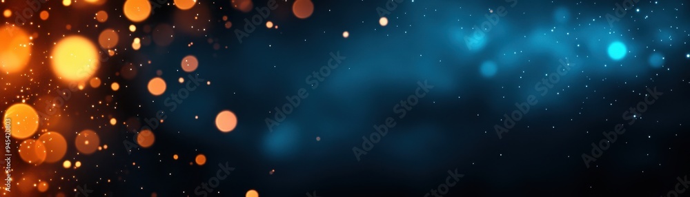 Poster abstract background with vibrant orange and blue bokeh lights, creating a stunning visual effect for