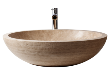 Elegant modern washbasin isolated on transparent background for bathroom design projects, ideal for interior decor concepts featuring sleek and contemporary sanitary ware elements.