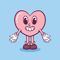 Cute hand drawn heart Mascot character illustration
