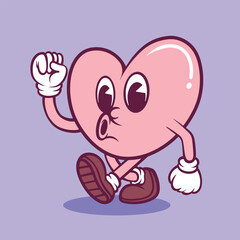 Cute hand drawn heart Mascot character illustration