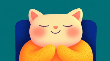 Obraz premium The adorable character relaxes joyfully wearing a content smile and cozy posture