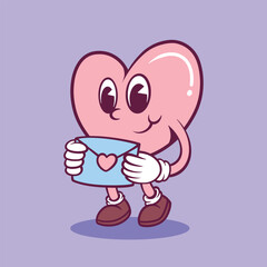Cute hand drawn heart Mascot character illustration
