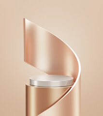 Golden luxury podium 3d background gold product display platform stage modern pedestal presentation...
